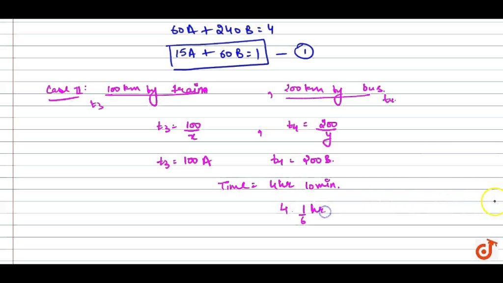 Roohi travels 300 km to    her home partly by train and partly by bus. She takes 4 hours if sh